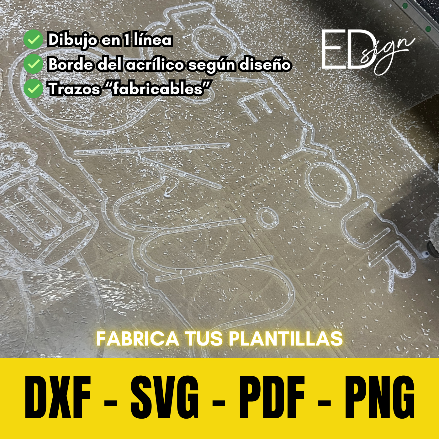 DXF/PDF/SVG - Sol y Nubes Paisaje - Vector para Neon LED