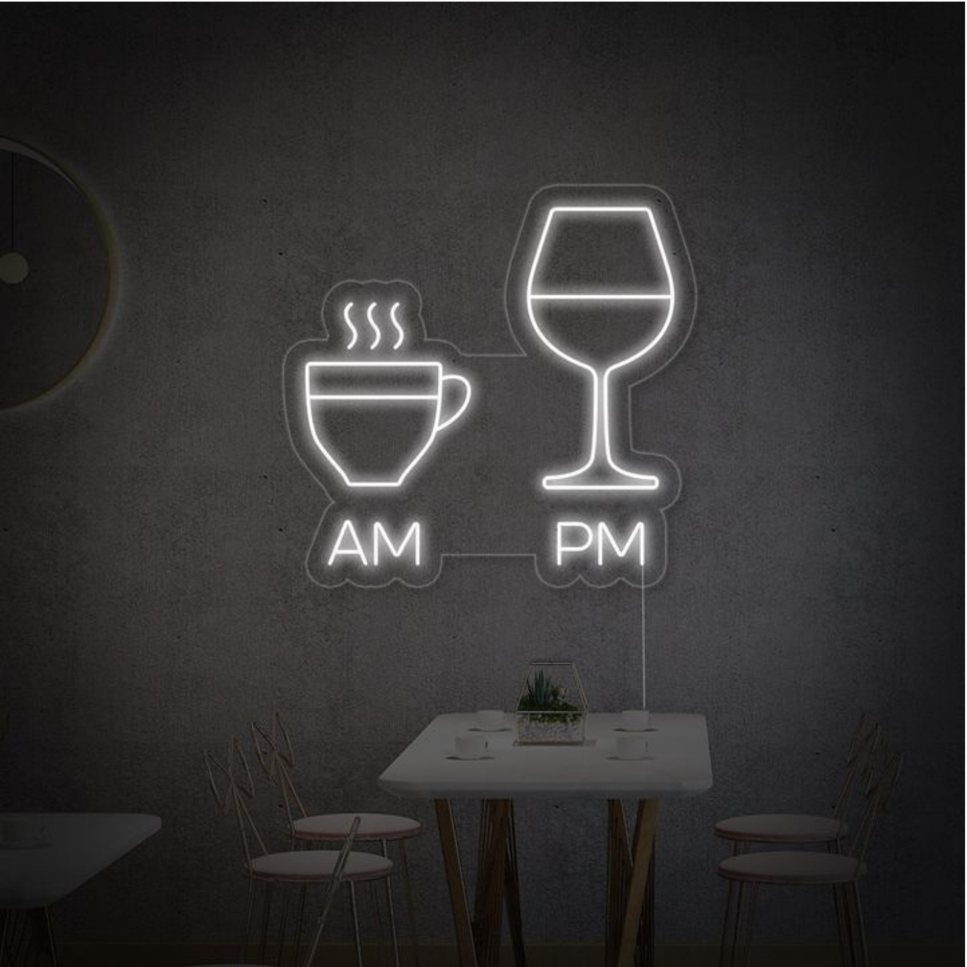 AM/PM Coffe Wine - Letrero Neon LED